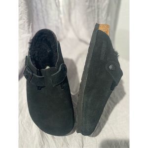 Birkenstock Boston Soft Footbed Suede Leather clog unisex SZ 37 black
